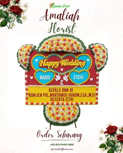 Karangan Papan Bunga Pernikahan di Gedongpanjang